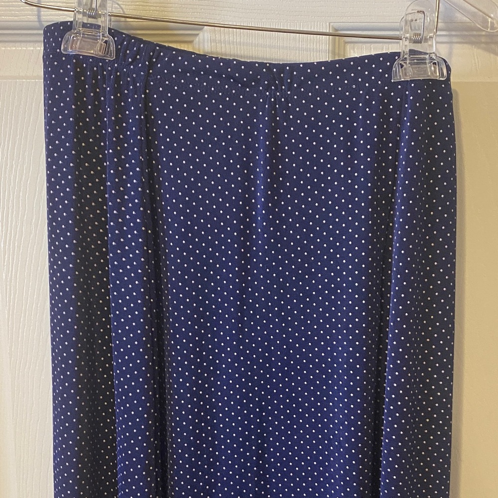 Elegant Navy Polka Dot Maxi Skirt - Picture 2 of 4